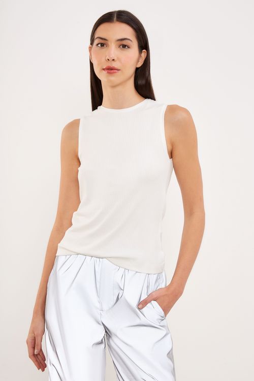 Blusa Malha Canelada - Branco