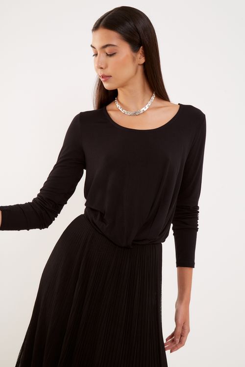 Blusa Malha Blusada - Preto