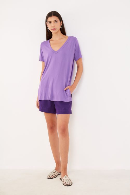 Blusa Malha Decote v - Lilas Iris