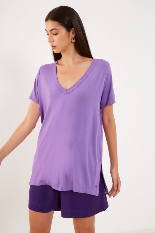 Blusa Malha Decote v - Lilas Iris