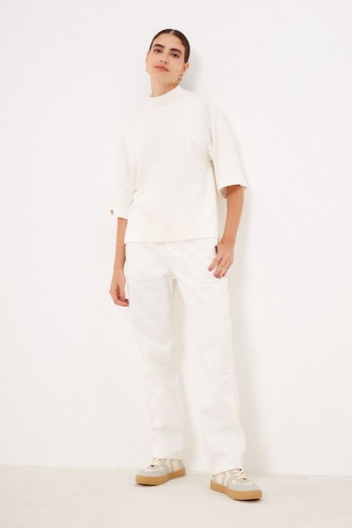 Calça Baggy Sarja Com Veludo - Off White