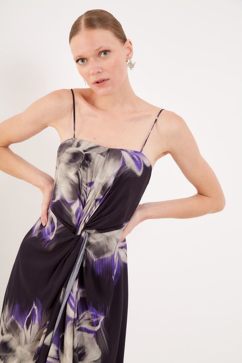 Vestido Estampa Verbena Preto Nó - Est Verbena Preta