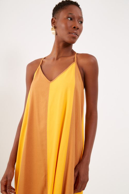 Vestido Bicolor Decote Costas - Laranja Vit
