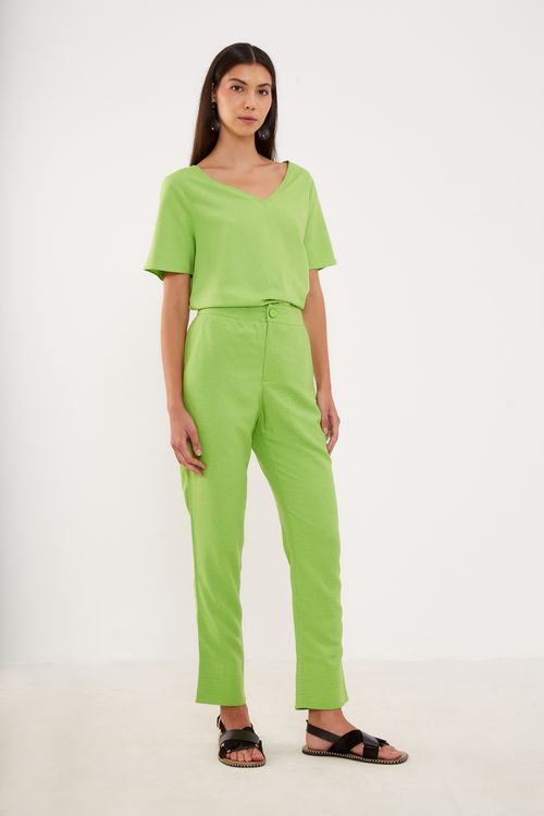 Calça Reta Tecido Casual - Pistache