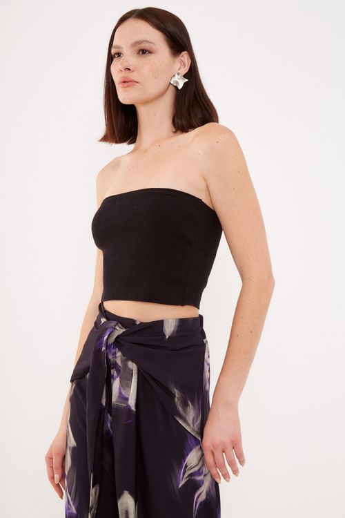 Blusa Tricot Canelada - Preto