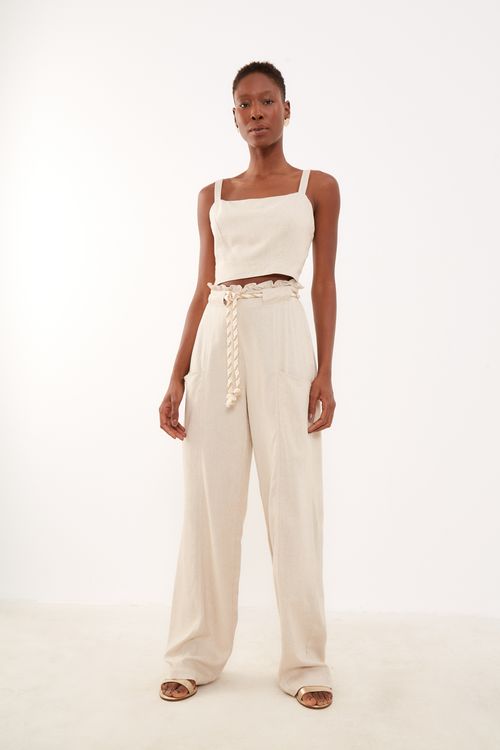 Top de Linho Casual - Cru