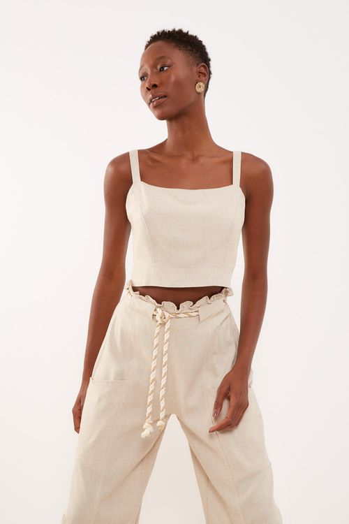 Top de Linho Casual - Cru