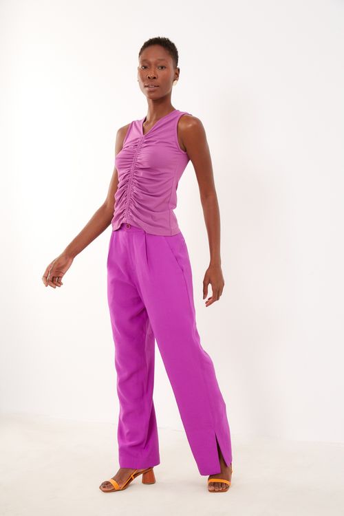 Blusa Malha Franzido - Lilas Iris