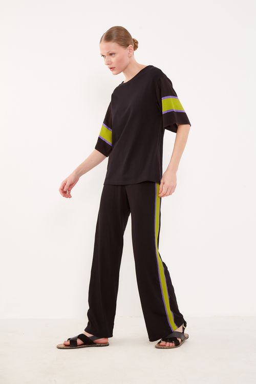 Blusa Malha Manga Tricot - Preto