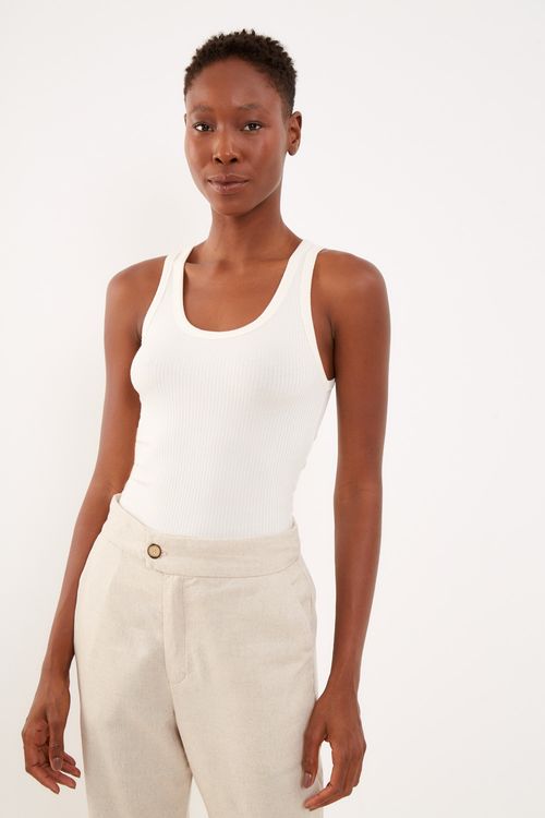 Regata Malha Canelada - Branco