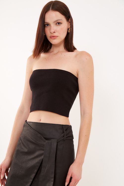 Top Tricot Quadrado - Preto