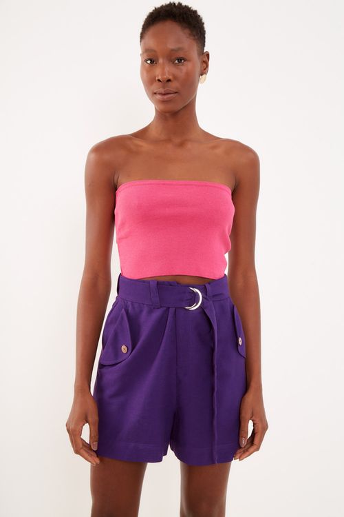 Top Tricot Quadrado - Rosa Segredo