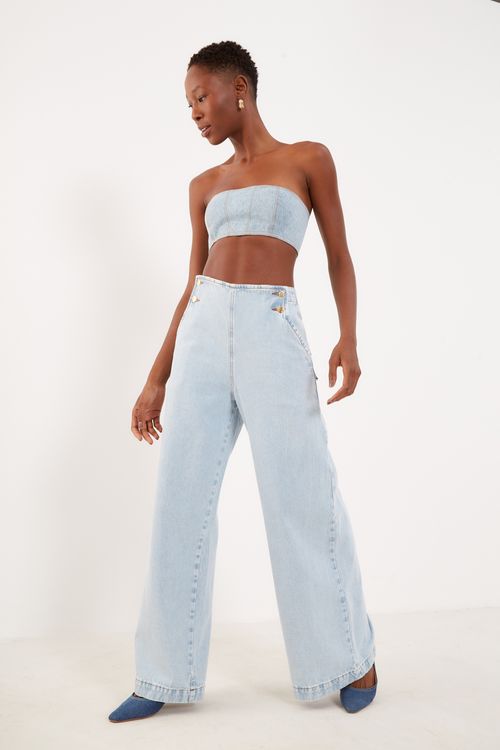 Calça Jeans Botões - Jeans