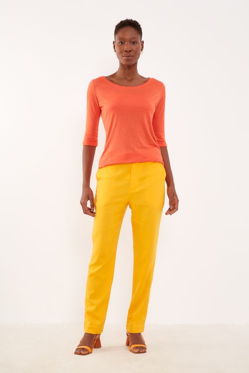 Blusa Malha Decote Canoa - Coral Allure
