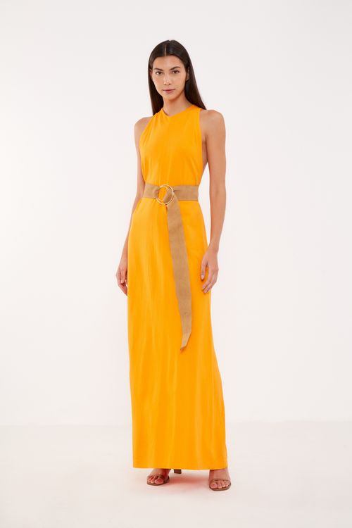 Vestido Malha Casual Reto - Laranja Vit