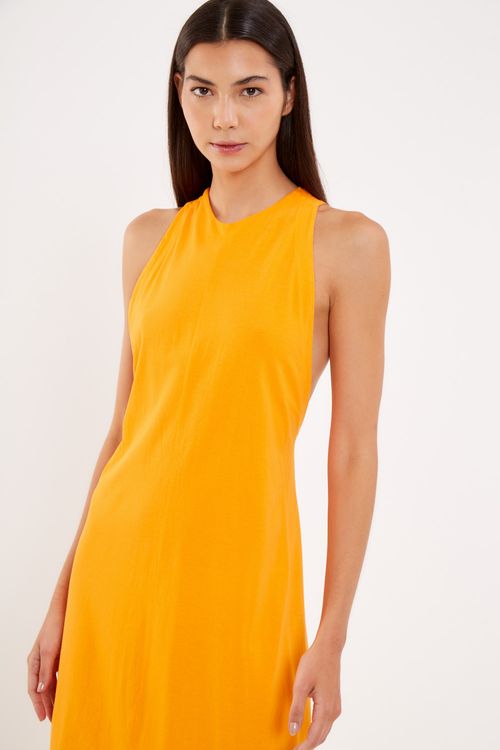 Vestido Malha Casual Reto - Laranja Vit