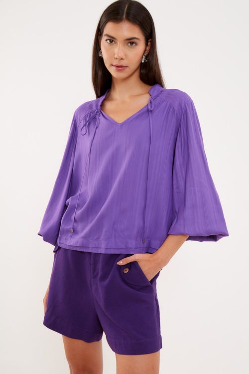 Bata Ampla Prega Barra - Roxo Lilac
