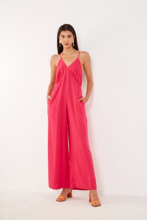Macacão Longo Pantalona - Rosa Fucsia