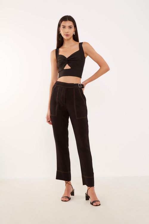 Top Tricot Trançado - Preto