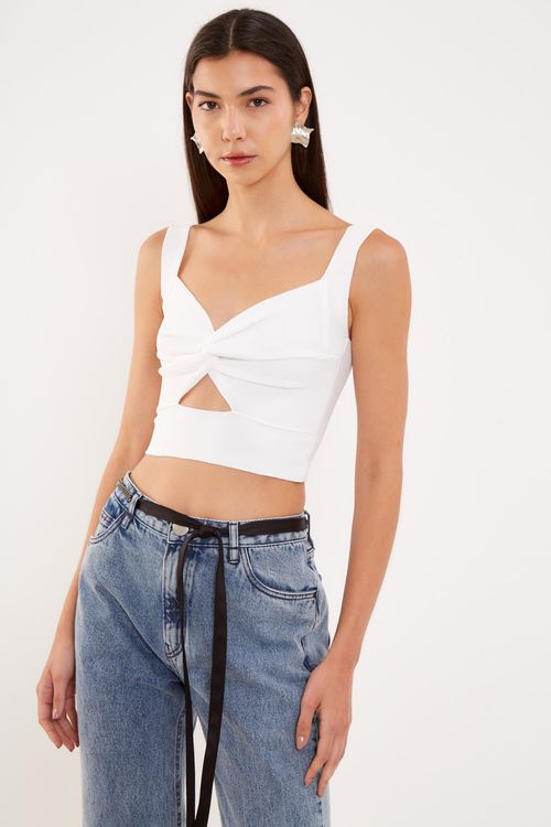 Top Tricot Trançado - Branco