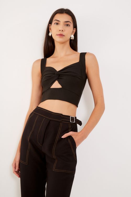 Top Tricot Trançado - Preto