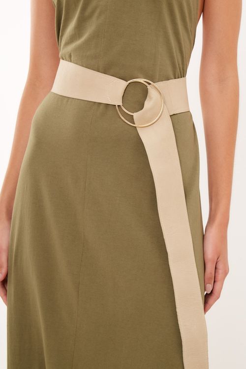 Cinto Couro Fivela Redonda - Off White