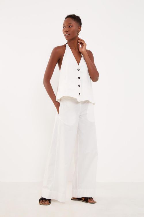 Calça Pantalona Estruturada - Off White