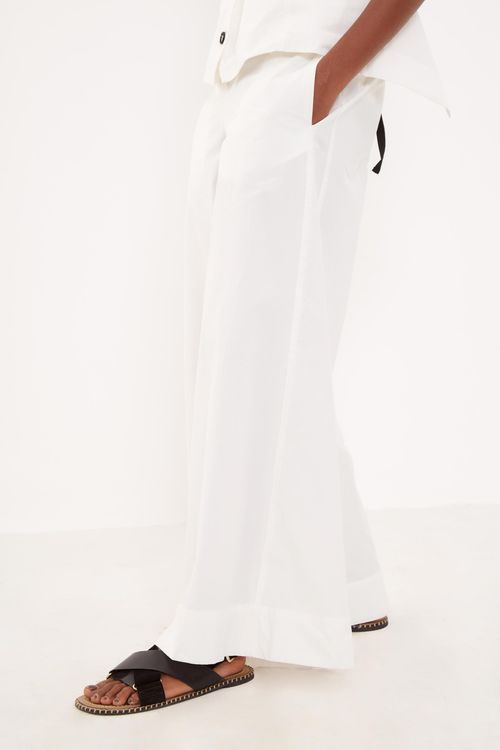 Calça Pantalona Estruturada - Off White