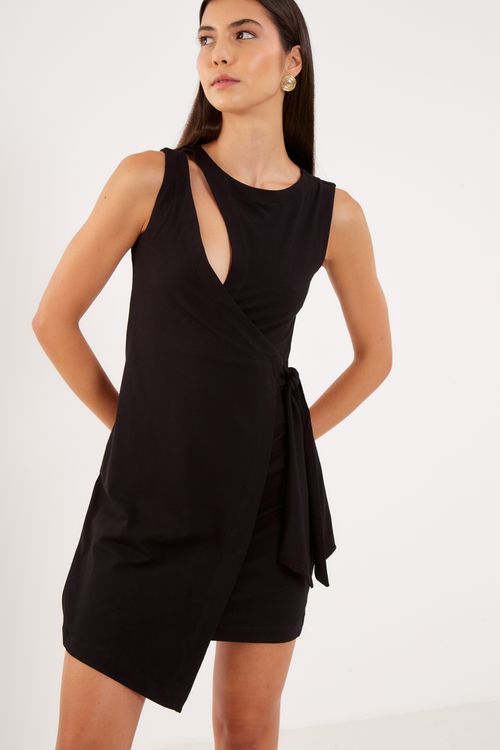 Vestido Malha Curto Tranpasse - Preto