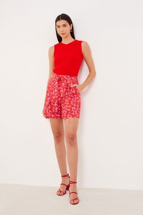 Blusa Tricot Canelada - Vermelho Escarlate