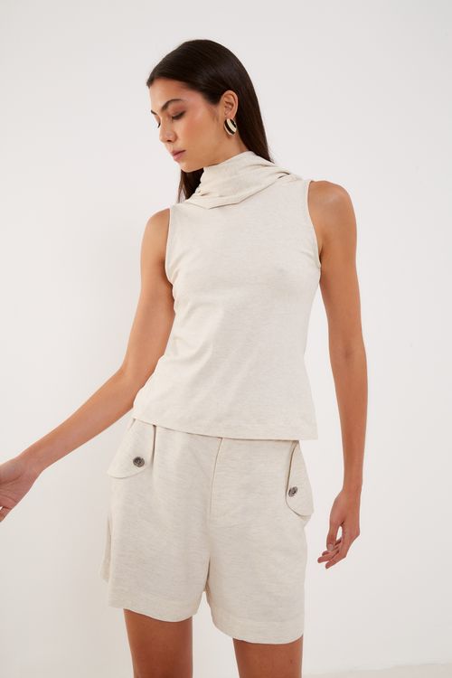 Blusa Malha Degage Costas - Cru