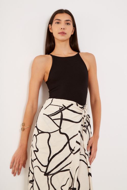 Body Malha Canelada - Preto