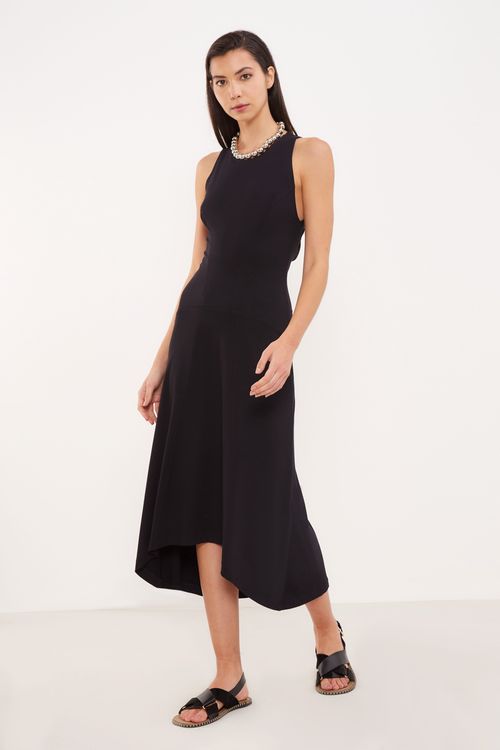 Vestido Malha Decote Costas - Preto