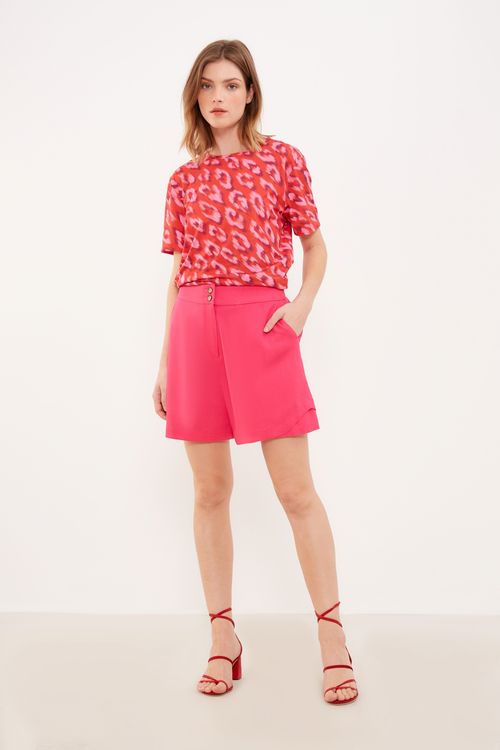 Short Linho Casual Barra - Rosa Tulipa