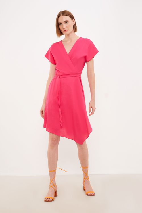 Vestido Curto Transpasse - Rosa Tulipa