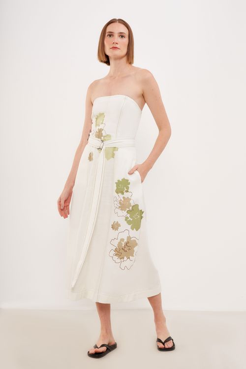 Vestido Reto Silk Ficus - Cru