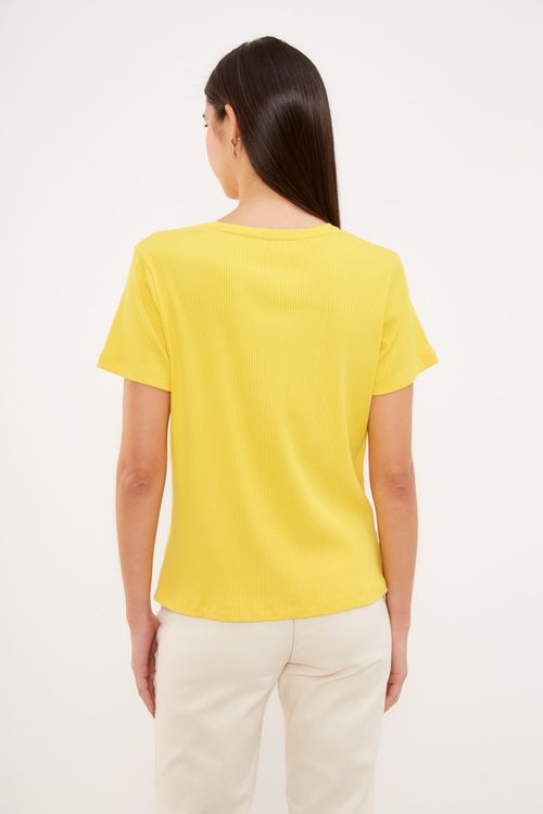 T-Shirt Malha Canelada - Amarelo Pequi
