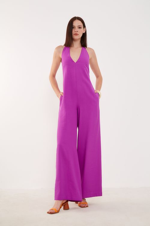 Macacão Sobreposição Amarração - Fucsia Tulipa