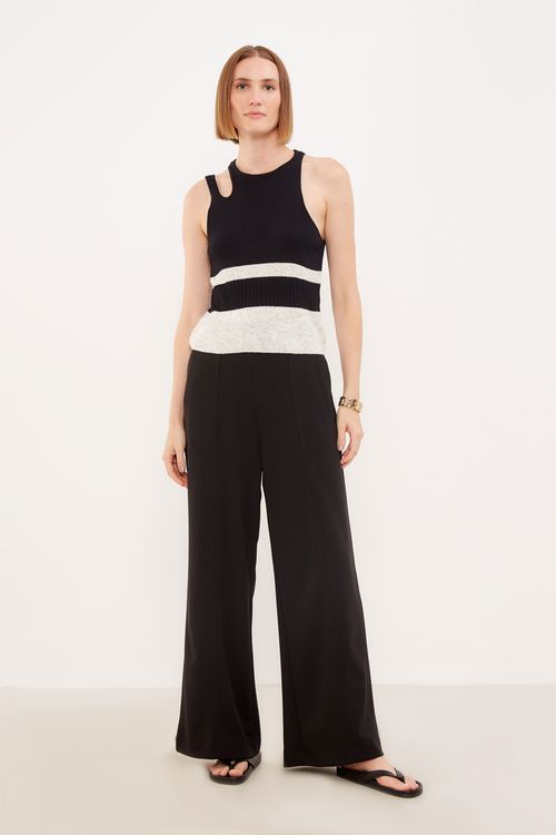 Regata Tricot Assimétrica - Preto