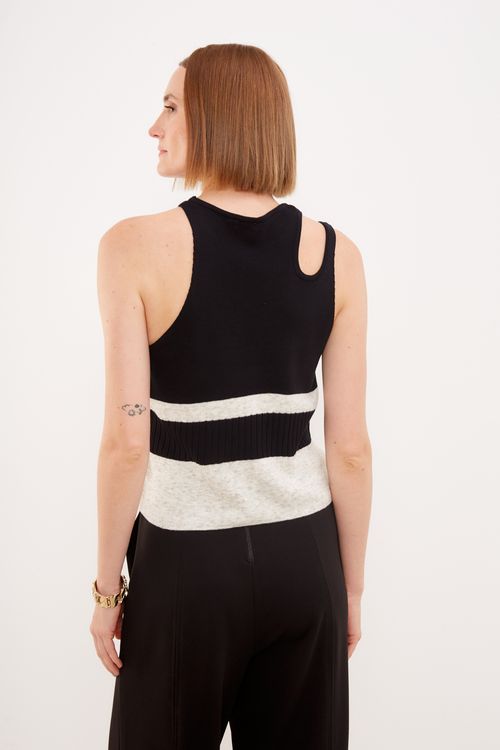 Regata Tricot Assimétrica - Preto