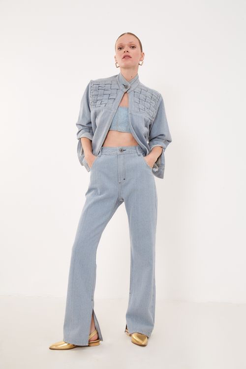 Top Faixa Jeans Amarração - Jeans