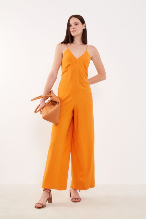 Macacão Longo Pantalona - Laranja Tangerine