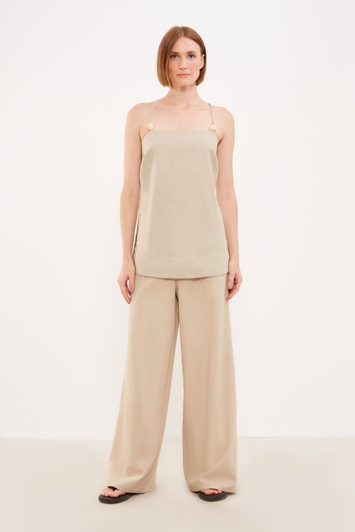 Blusa Alça Resina Abertura Lateral - Cru