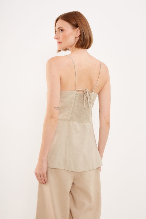 Blusa Alça Resina Abertura Lateral - Cru
