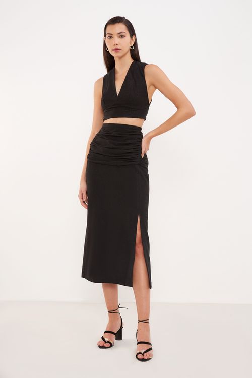 Blusa Malha Brilhante - Preto