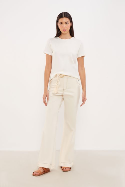T-Shirt Malha Canelada - Off White
