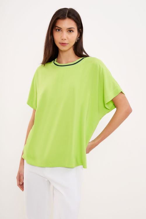 Blusa Ampla Decote Retilínea - Verde Energia