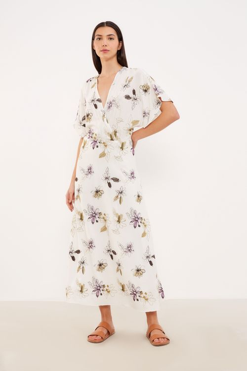 Vestido Midi Bordado Jardim - Est Jardim