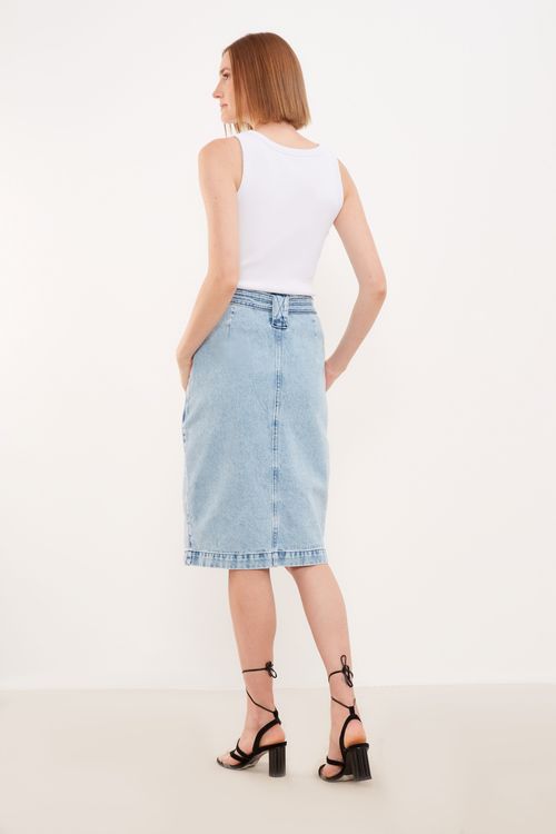 Saia Jeans Com Faixa - Jeans