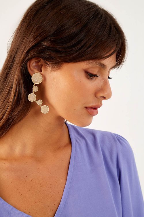 Brinco Constelação Quartzo - Ouro Velho/Quartzo Rosa